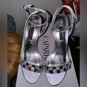 Silver metallic heels